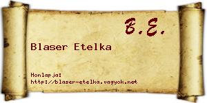 Blaser Etelka névjegykártya